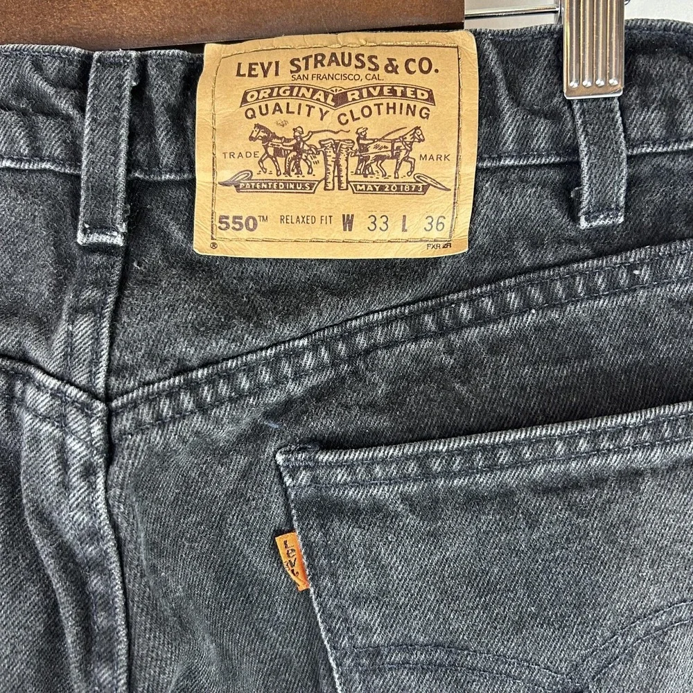 Levis 550 Jeans Mens 33x36 Black Vintage Orange‎ Tab 90's Relaxed Fit Tapered